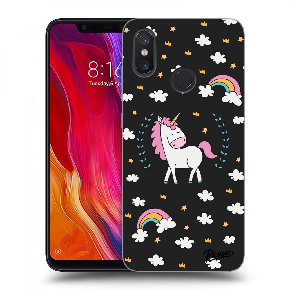 Picasee crna silikonska maskica za Xiaomi Mi 8 - Unicorn star heaven