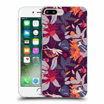 Picasee crna silikonska maskica za Apple iPhone 7 Plus - Purple Leaf