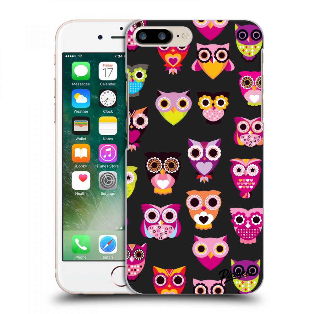 Picasee crna silikonska maskica za Apple iPhone 7 Plus - Owls