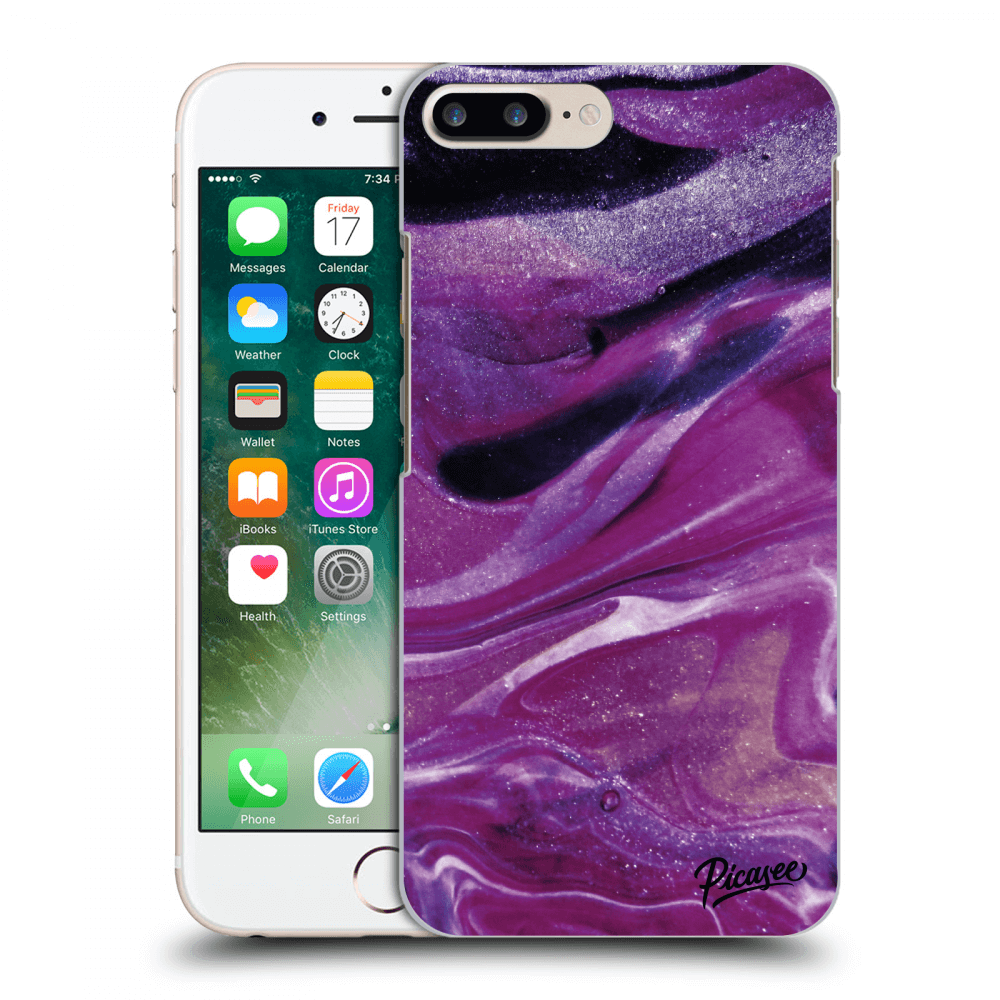 Picasee crna silikonska maskica za Apple iPhone 7 Plus - Purple glitter