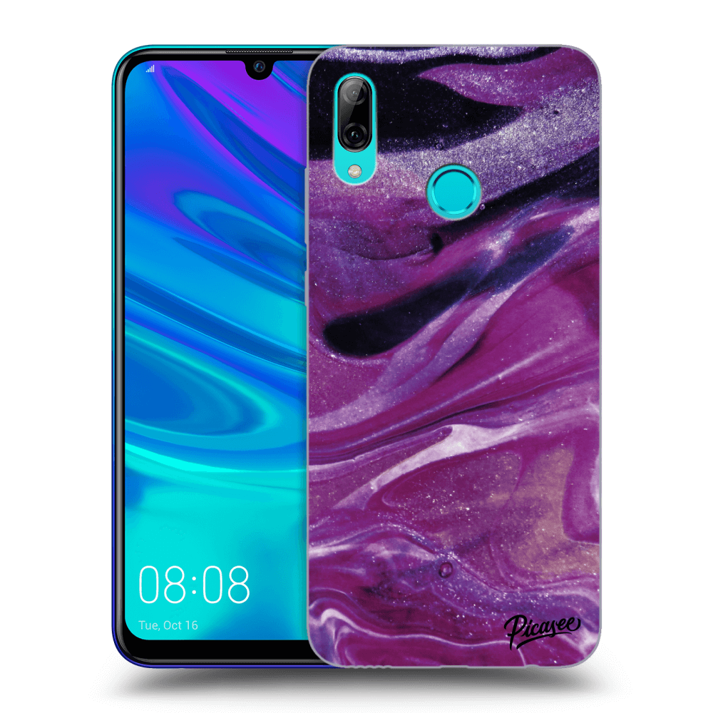 Picasee crna silikonska maskica za Huawei P Smart 2019 - Purple glitter