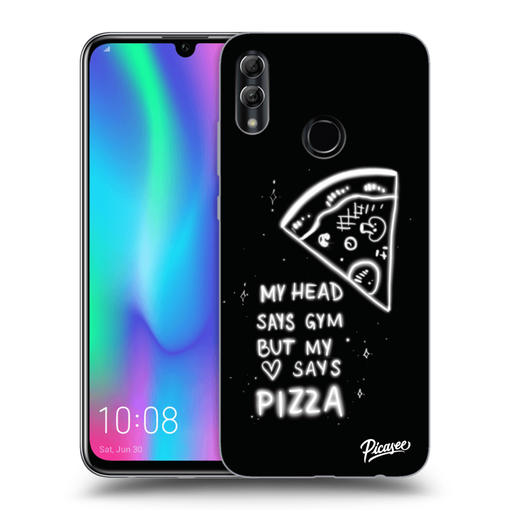 Picasee crna silikonska maskica za Honor 10 Lite - Pizza