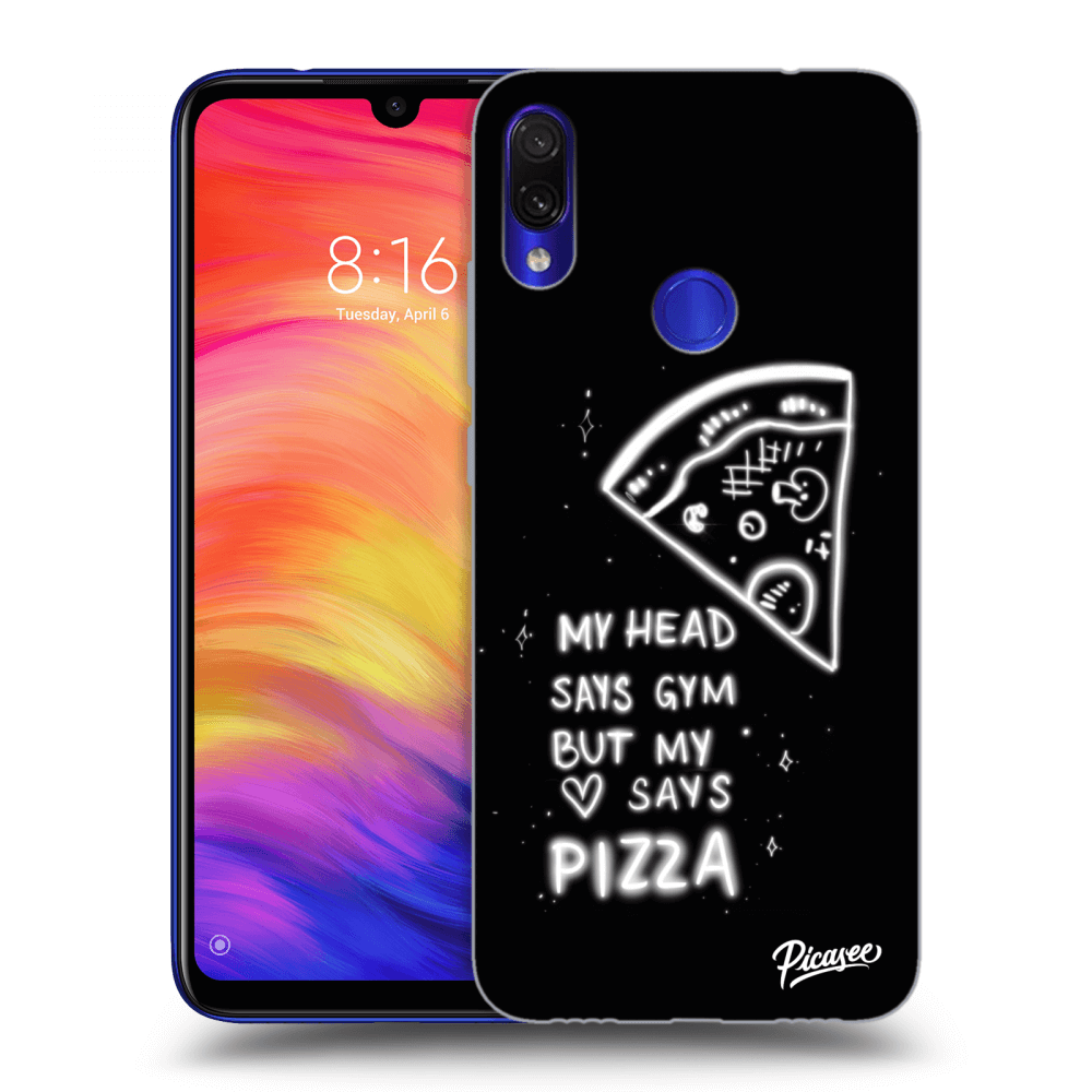 Picasee crna silikonska maskica za Xiaomi Redmi Note 7 - Pizza