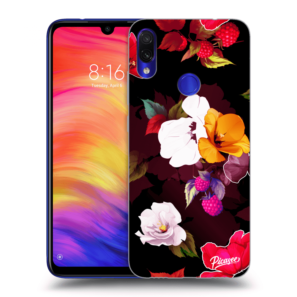 Picasee silikonska prozirna maskica za Xiaomi Redmi Note 7 - Flowers and Berries