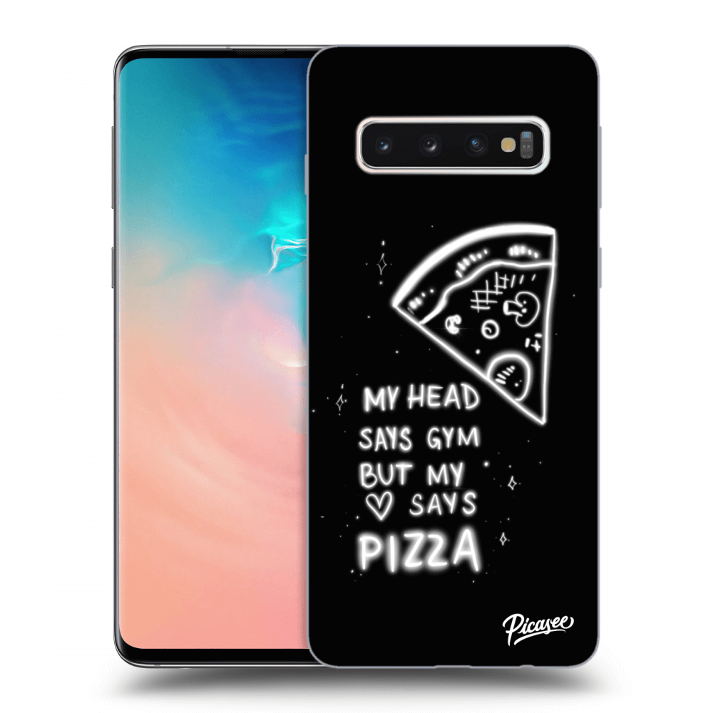 Picasee crna silikonska maskica za Samsung Galaxy S10 G973 - Pizza