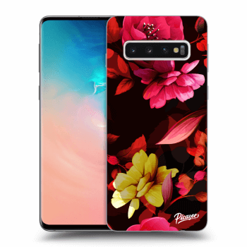 Picasee silikonska prozirna maskica za Samsung Galaxy S10 G973 - Dark Peonny