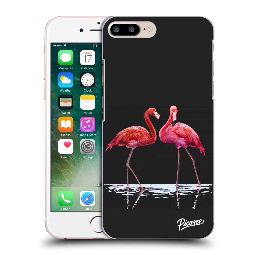 Picasee crna silikonska maskica za Apple iPhone 8 Plus - Flamingos couple