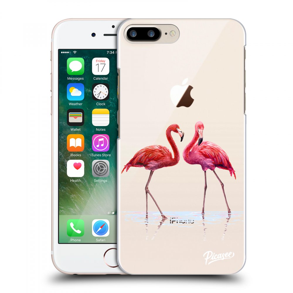 Picasee silikonska prozirna maskica za Apple iPhone 8 Plus - Flamingos couple