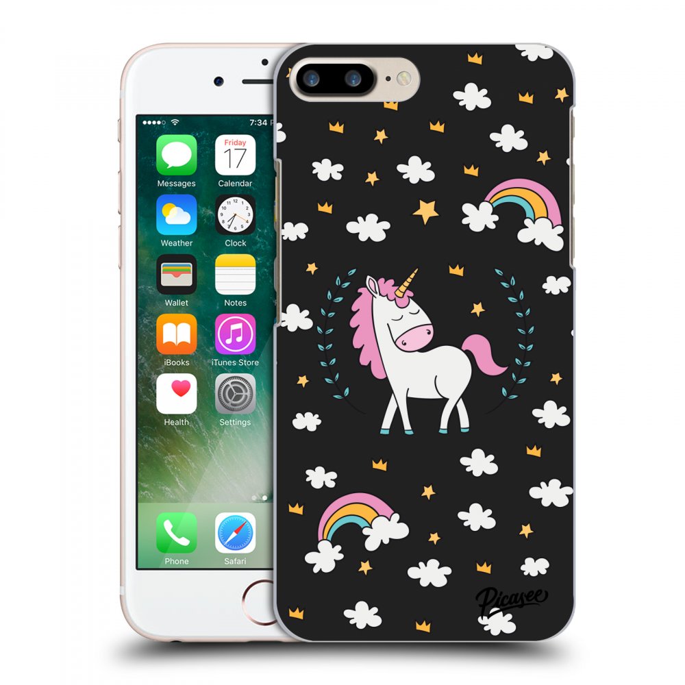 Picasee crna silikonska maskica za Apple iPhone 8 Plus - Unicorn star heaven