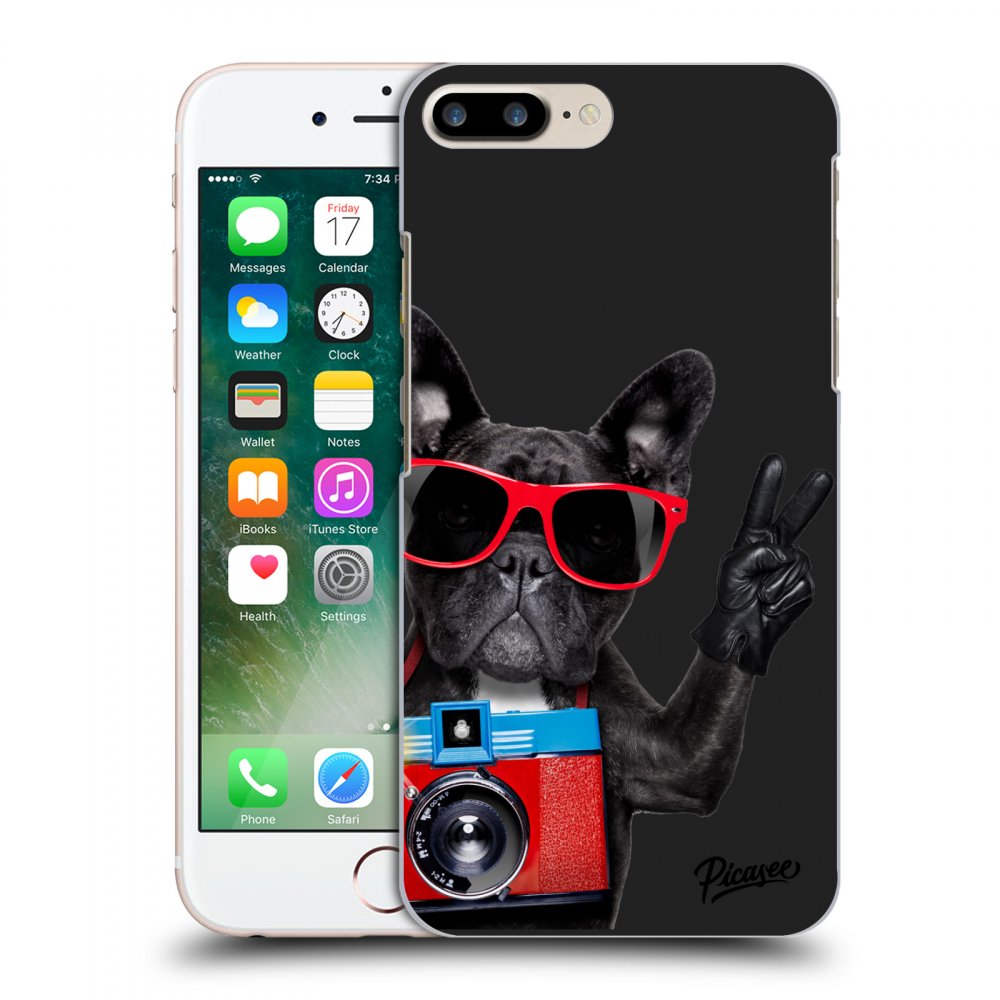Picasee crna silikonska maskica za Apple iPhone 8 Plus - French Bulldog