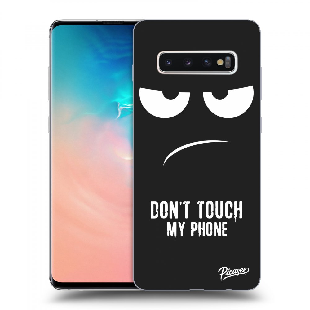 Picasee crna silikonska maskica za Samsung Galaxy S10 Plus G975 - Don't Touch My Phone