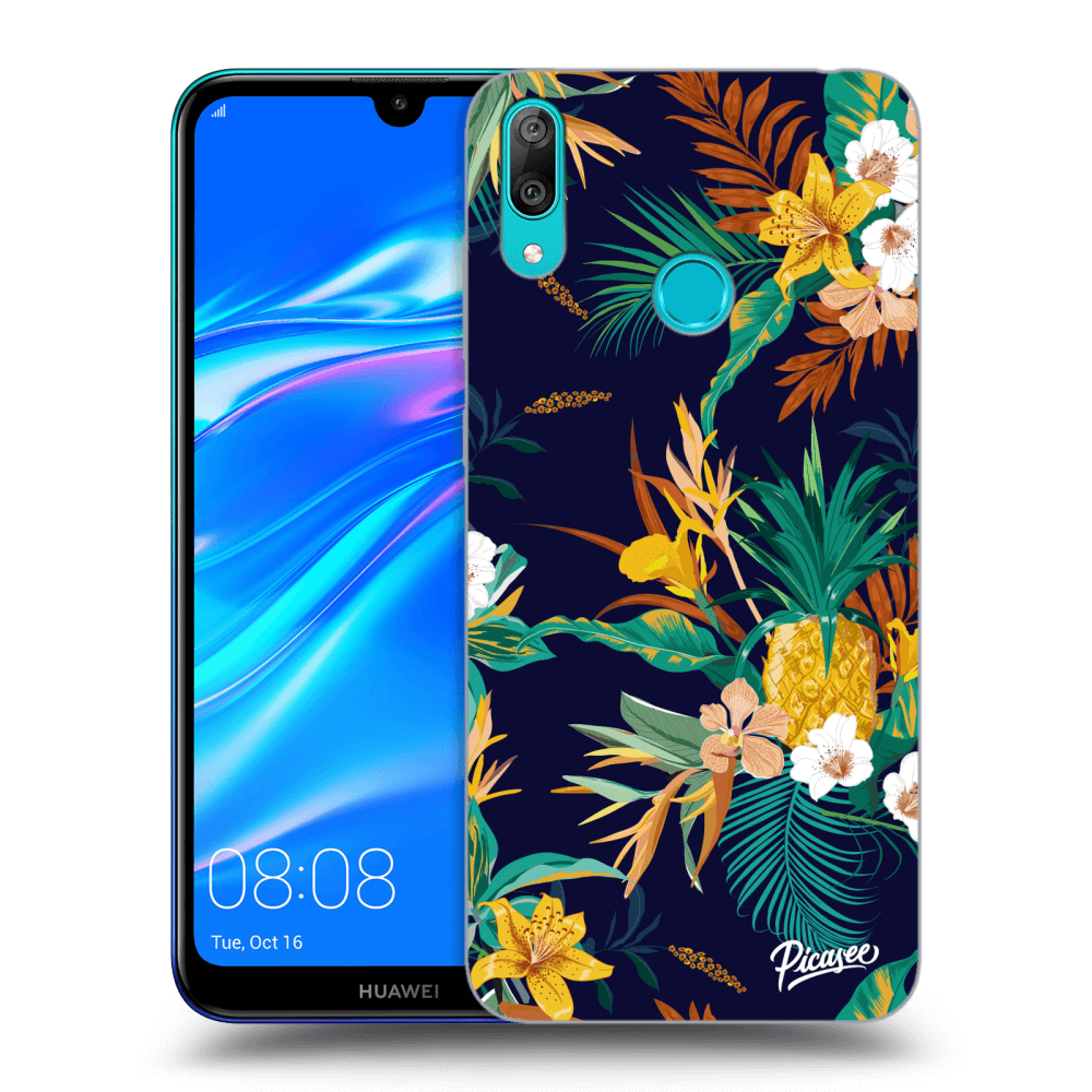 Picasee crna silikonska maskica za Huawei Y7 2019 - Pineapple Color