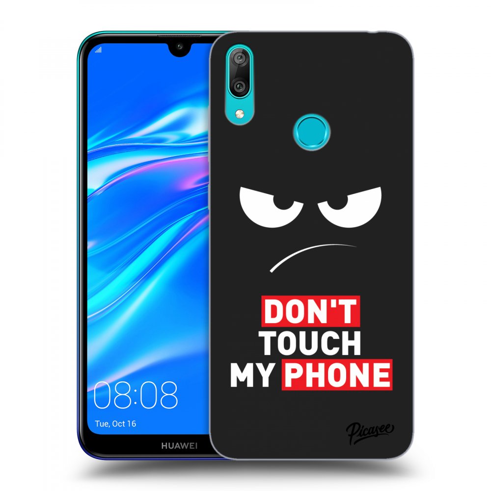 Picasee crna silikonska maskica za Huawei Y7 2019 - Angry Eyes - Transparent