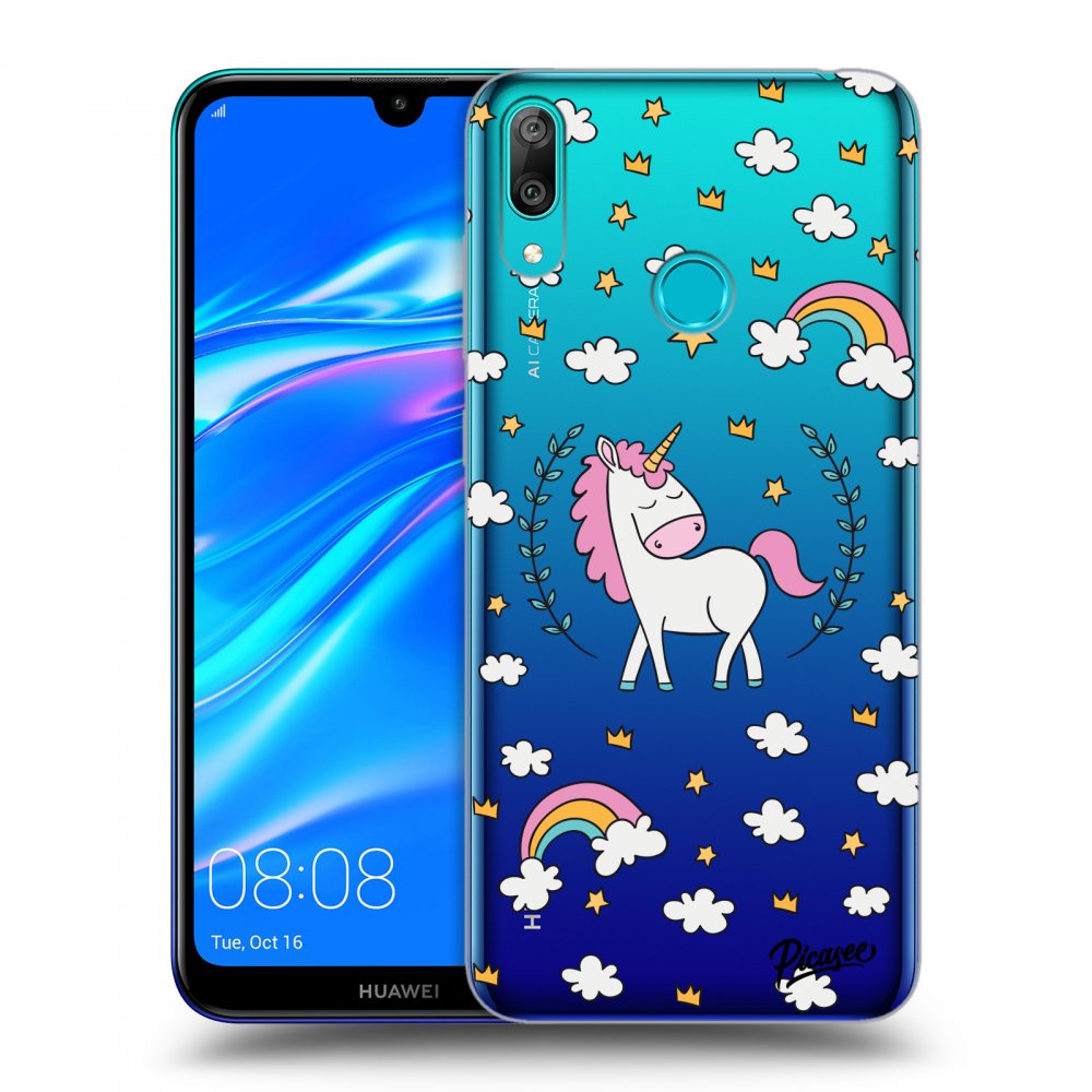 Picasee silikonska prozirna maskica za Huawei Y7 2019 - Unicorn star heaven