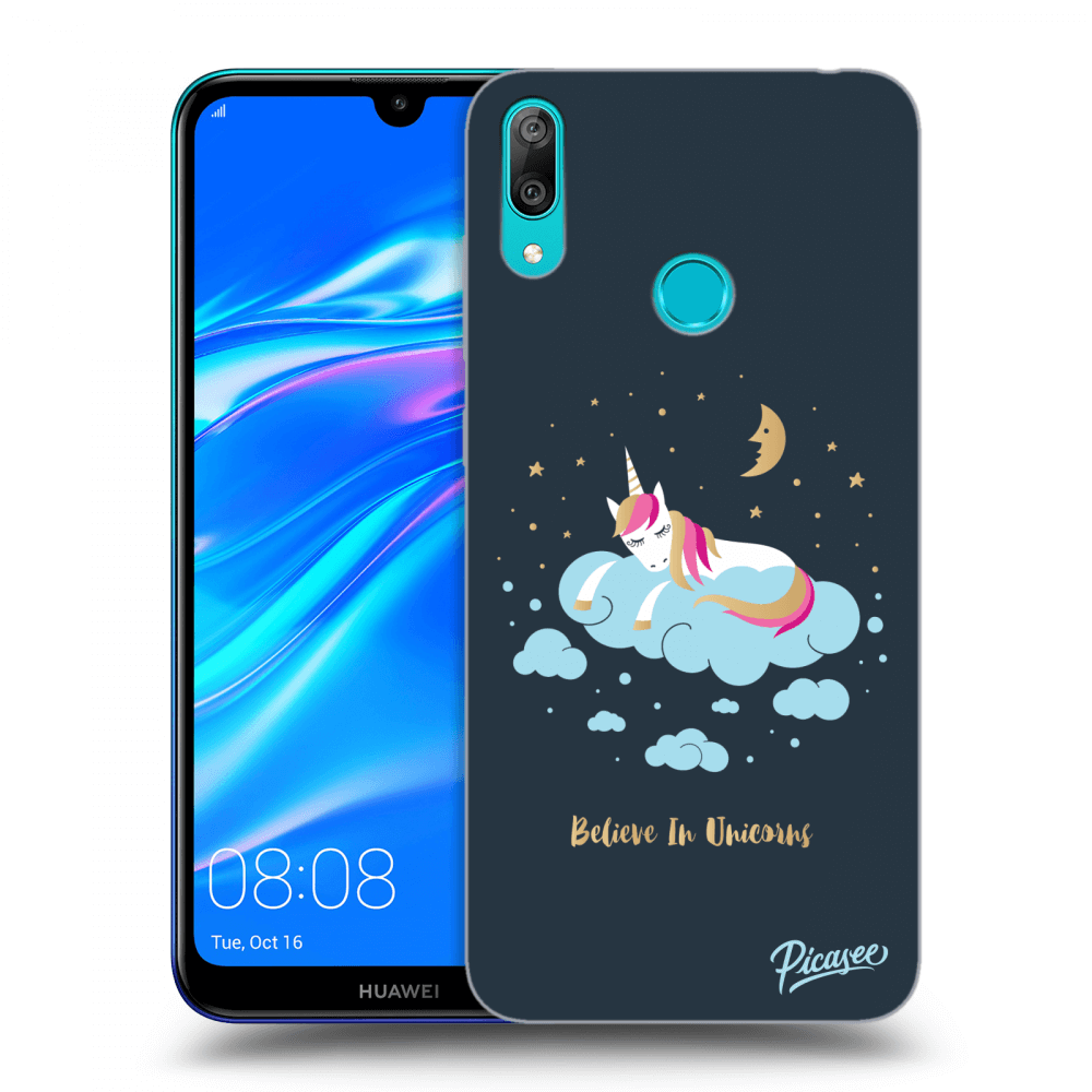 Picasee silikonska prozirna maskica za Huawei Y7 2019 - Believe In Unicorns
