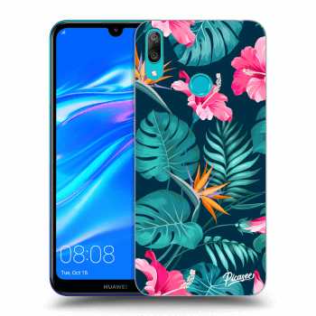 Picasee crna silikonska maskica za Huawei Y7 2019 - Pink Monstera