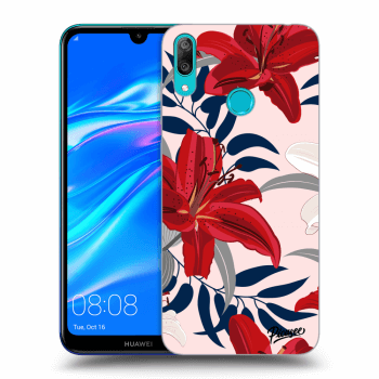 Picasee crna silikonska maskica za Huawei Y7 2019 - Red Lily