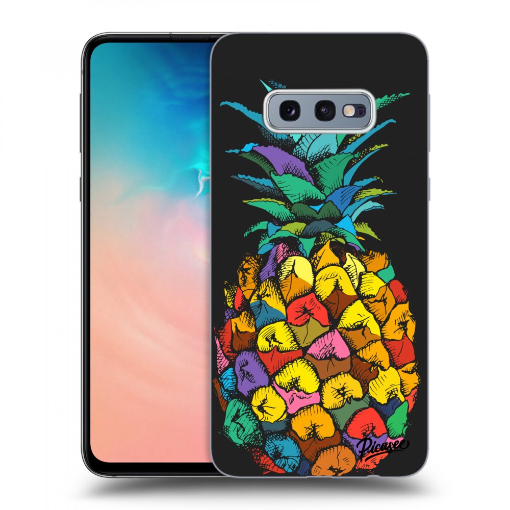 Picasee crna silikonska maskica za Samsung Galaxy S10e G970 - Pineapple