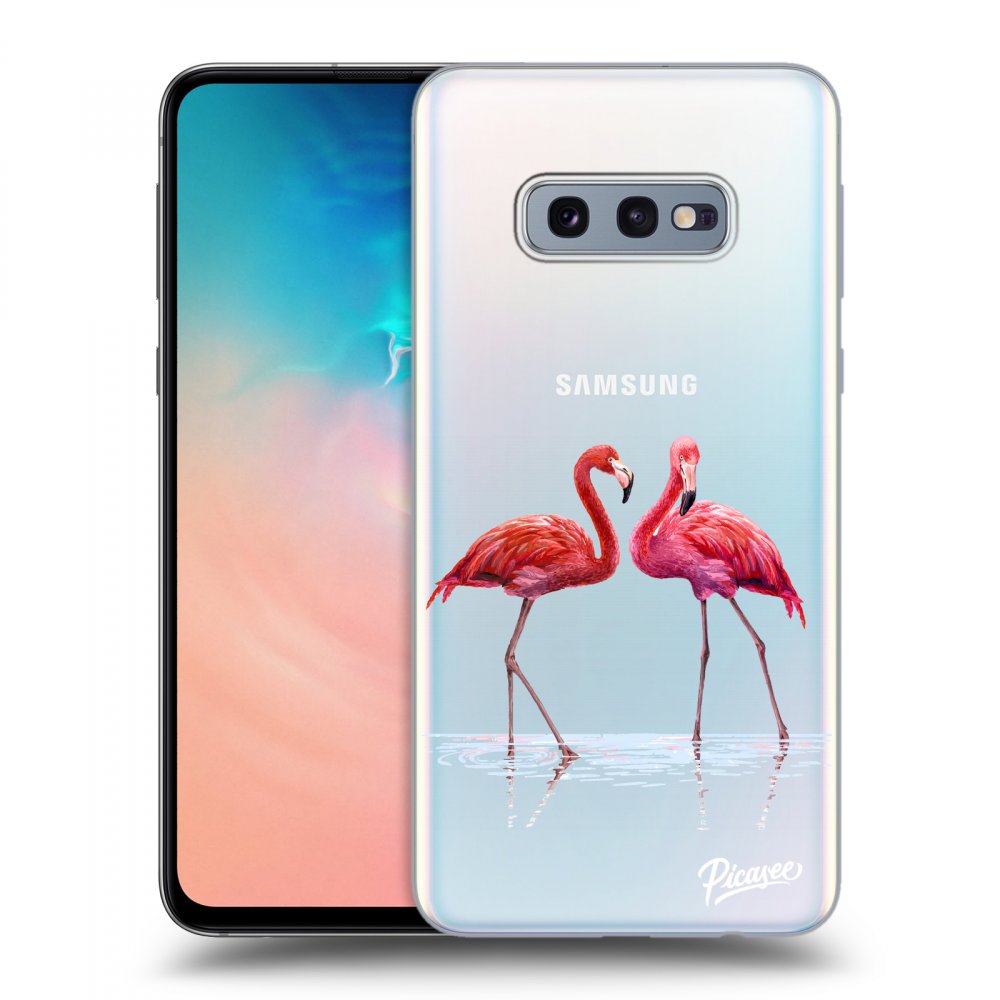 Picasee silikonska prozirna maskica za Samsung Galaxy S10e G970 - Flamingos couple