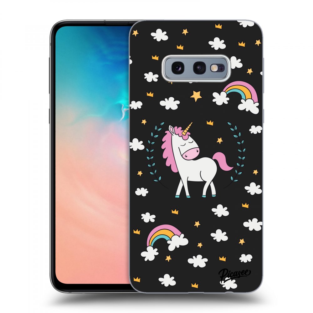 Picasee crna silikonska maskica za Samsung Galaxy S10e G970 - Unicorn star heaven