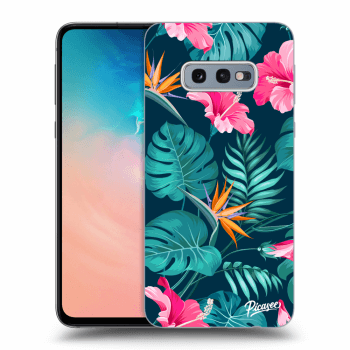 Picasee crna silikonska maskica za Samsung Galaxy S10e G970 - Pink Monstera