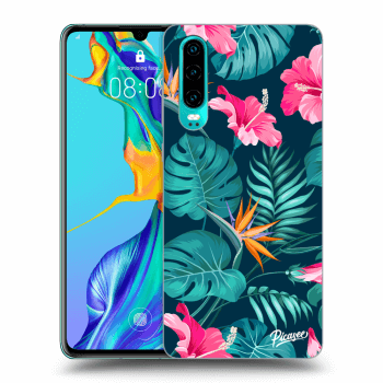 Picasee crna silikonska maskica za Huawei P30 - Pink Monstera