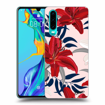 Picasee crna silikonska maskica za Huawei P30 - Red Lily