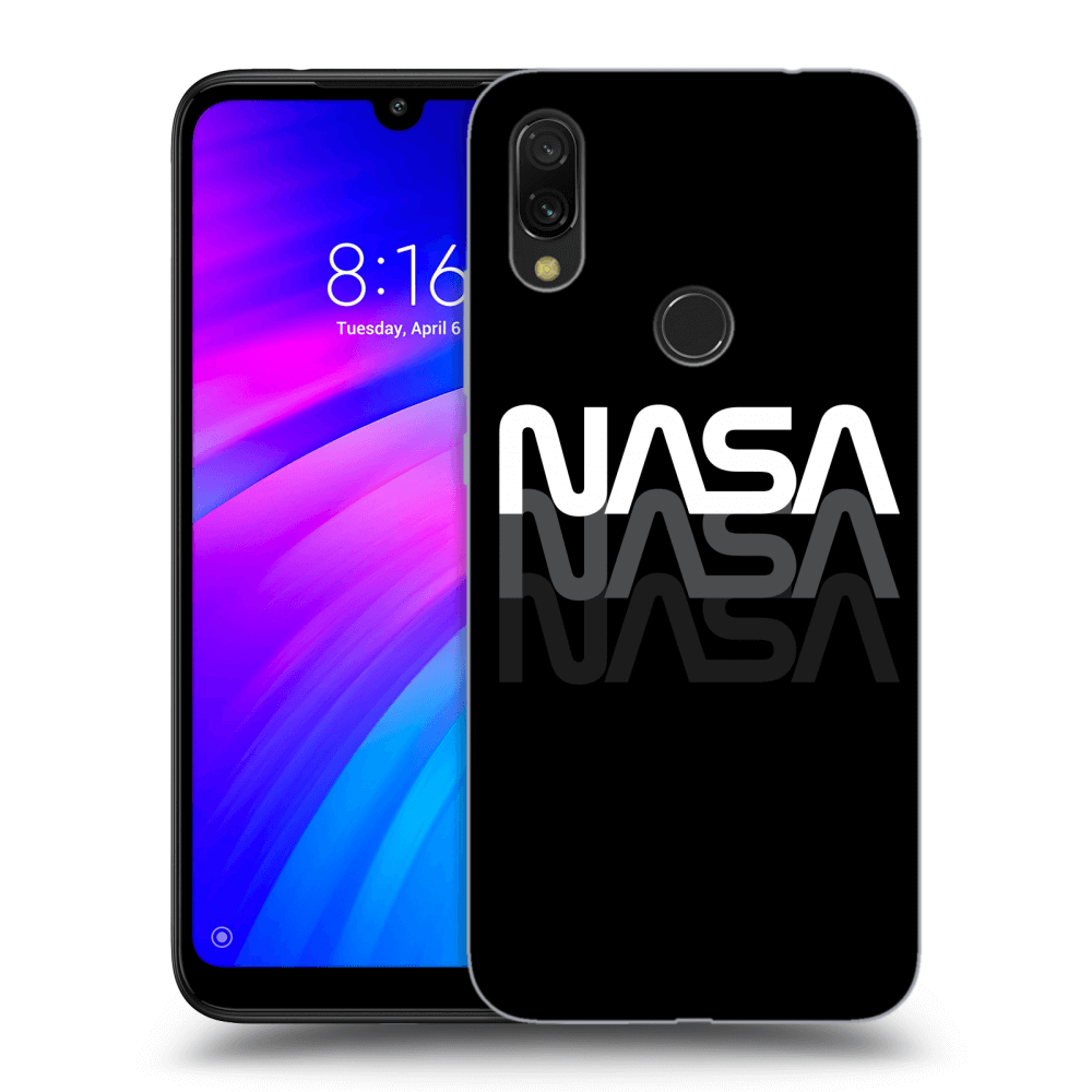 Picasee crna silikonska maskica za Xiaomi Redmi 7 - NASA Triple