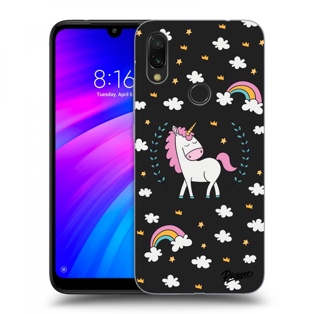 Picasee crna silikonska maskica za Xiaomi Redmi 7 - Unicorn star heaven