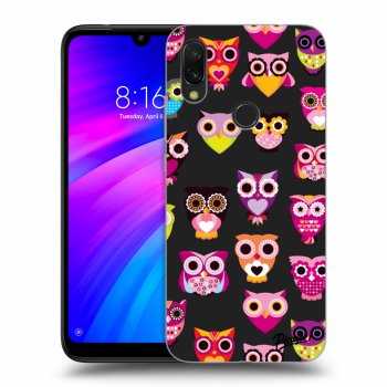 Picasee crna silikonska maskica za Xiaomi Redmi 7 - Owls