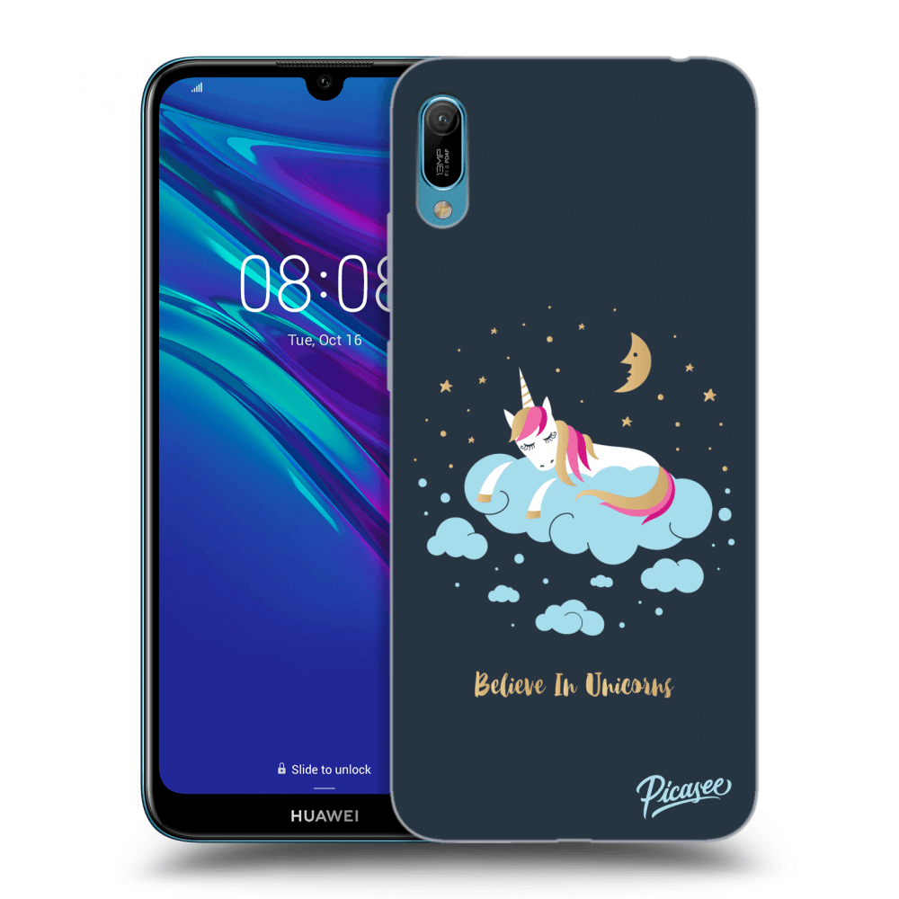 Picasee crna silikonska maskica za Huawei Y6 2019 - Believe In Unicorns