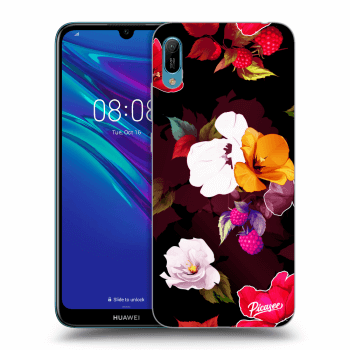 Picasee crna silikonska maskica za Huawei Y6 2019 - Flowers and Berries