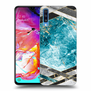 Picasee silikonska prozirna maskica za Samsung Galaxy A70 A705F - Blue geometry