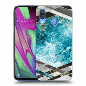 Picasee crna silikonska maskica za Samsung Galaxy A40 A405F - Blue geometry