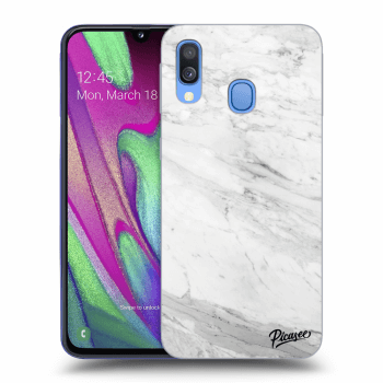 Picasee crna silikonska maskica za Samsung Galaxy A40 A405F - White marble