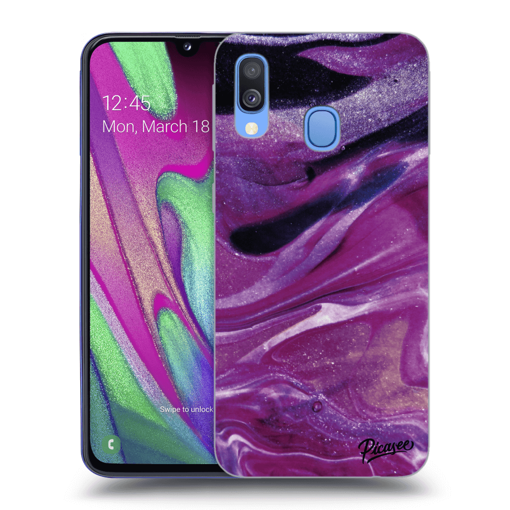Picasee silikonska prozirna maskica za Samsung Galaxy A40 A405F - Purple glitter