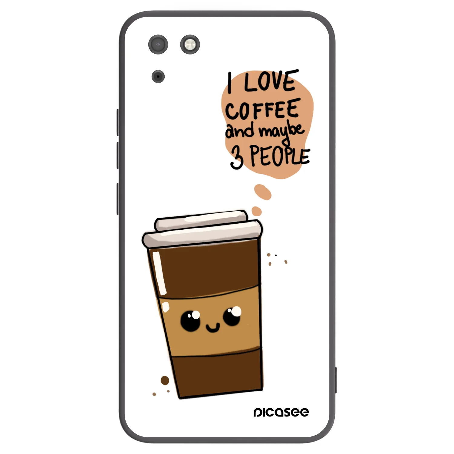 Picasee crna silikonska maskica za Huawei Y5P - Cute coffee