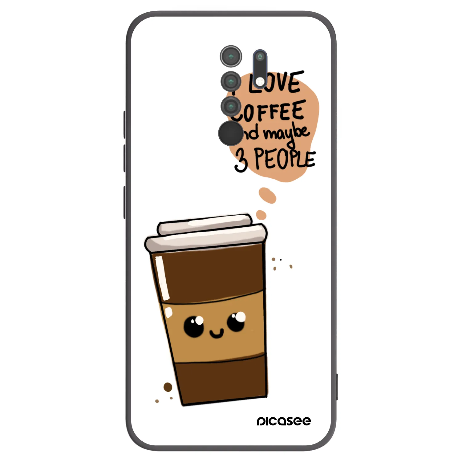 Picasee crna silikonska maskica za Xiaomi Redmi 9 - Cute coffee