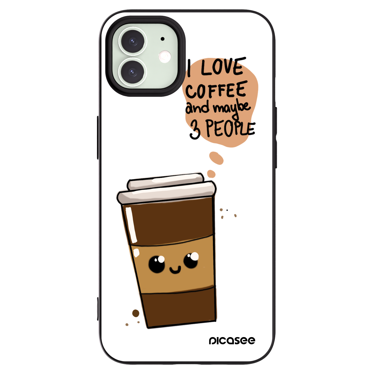 Picasee crna silikonska maskica za Apple iPhone 12 - Cute coffee