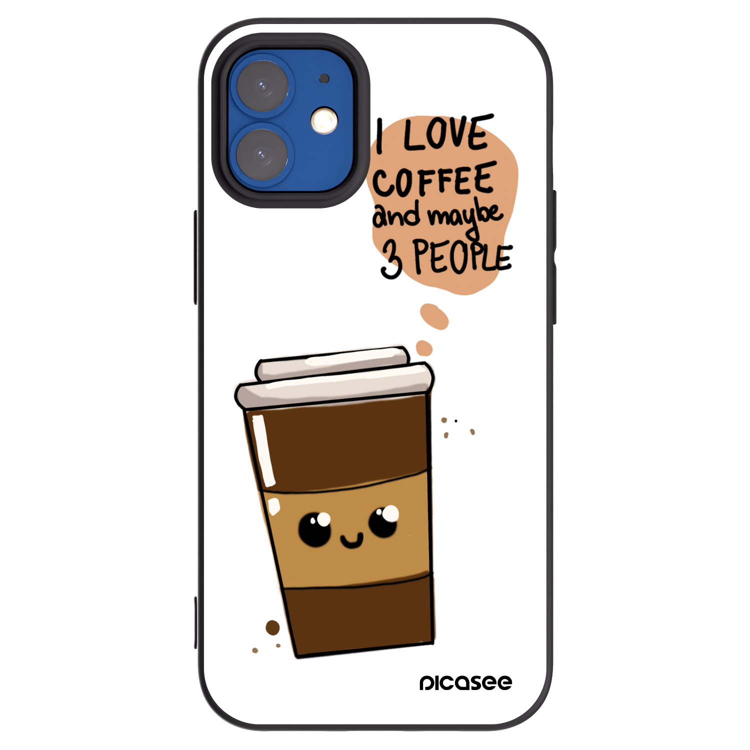 Picasee crna silikonska maskica za Apple iPhone 12 mini - Cute coffee