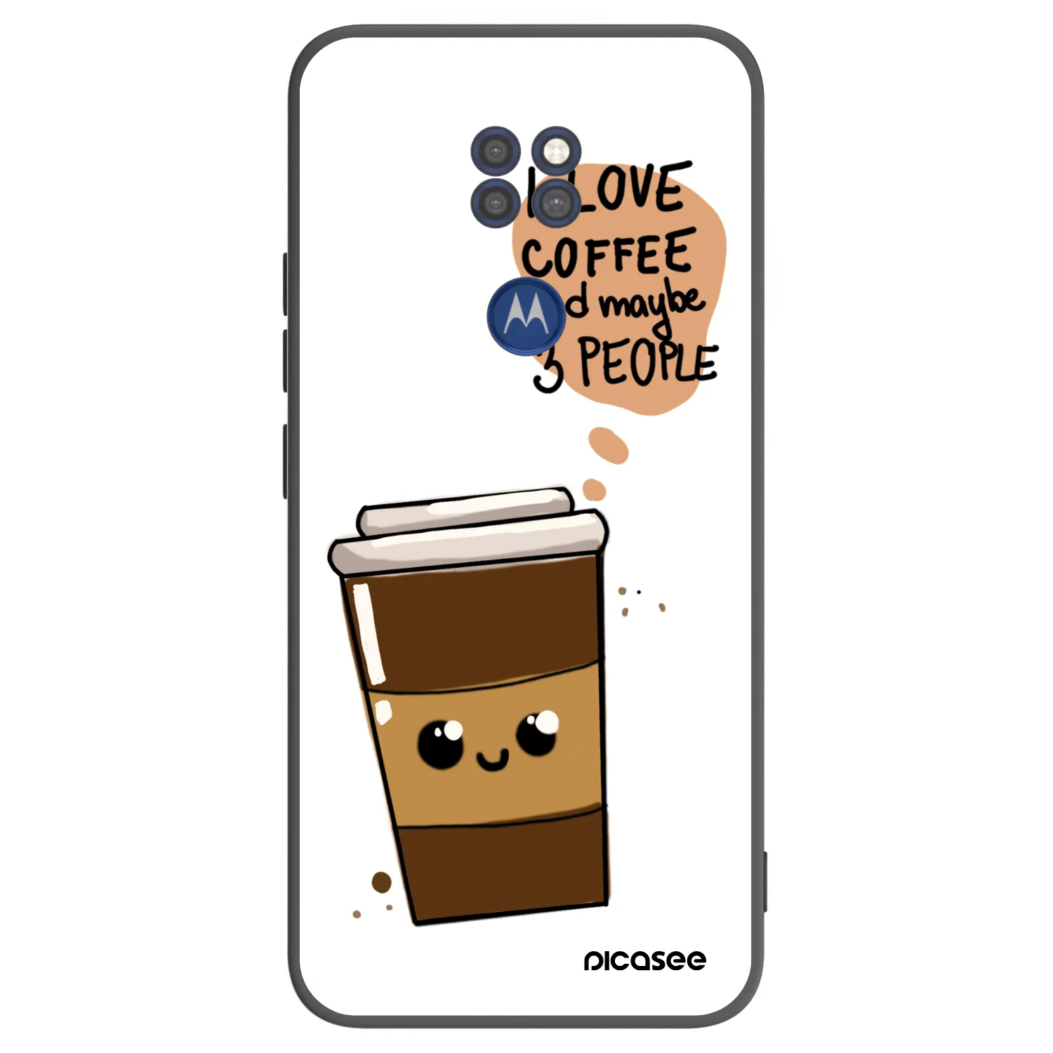 Picasee crna silikonska maskica za Motorola Moto G9 Play - Cute coffee