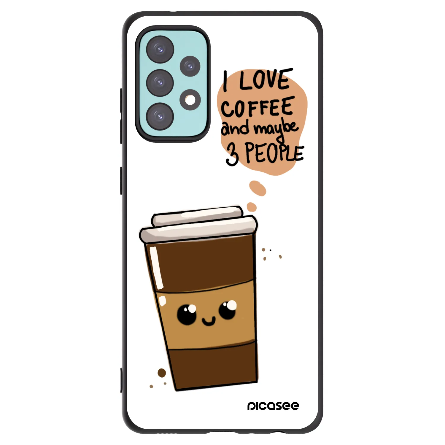 Picasee crna silikonska maskica za Samsung Galaxy A72 A725F - Cute coffee