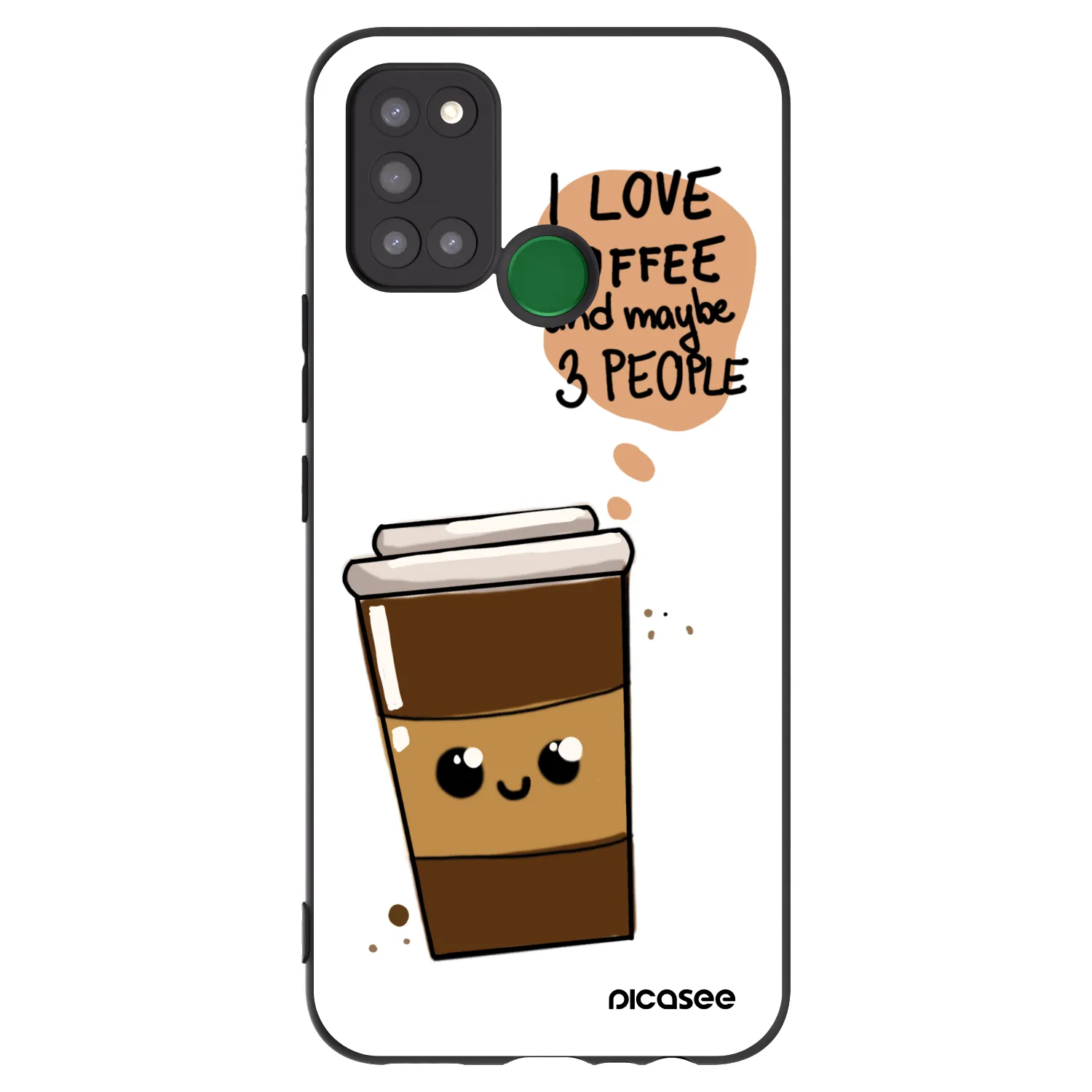 Picasee crna silikonska maskica za Realme 7i - Cute coffee