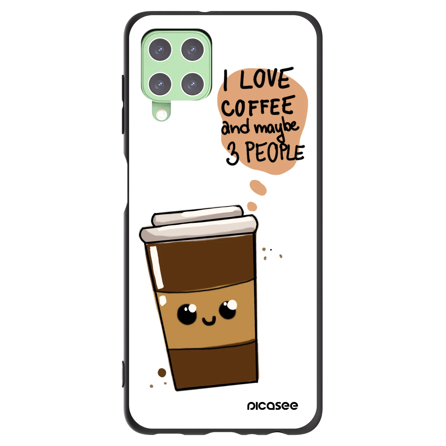 Picasee crna silikonska maskica za Samsung Galaxy A22 A225F 4G - Cute coffee