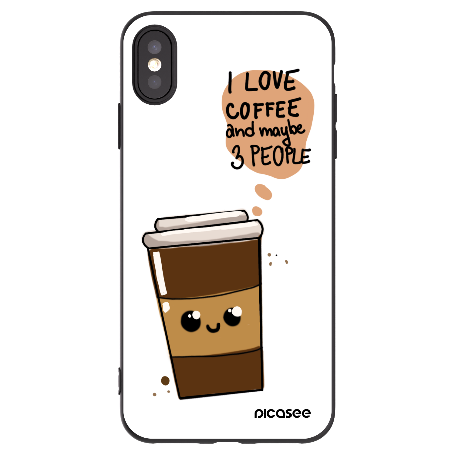 Picasee crna silikonska maskica za Apple iPhone XS Max - Cute coffee