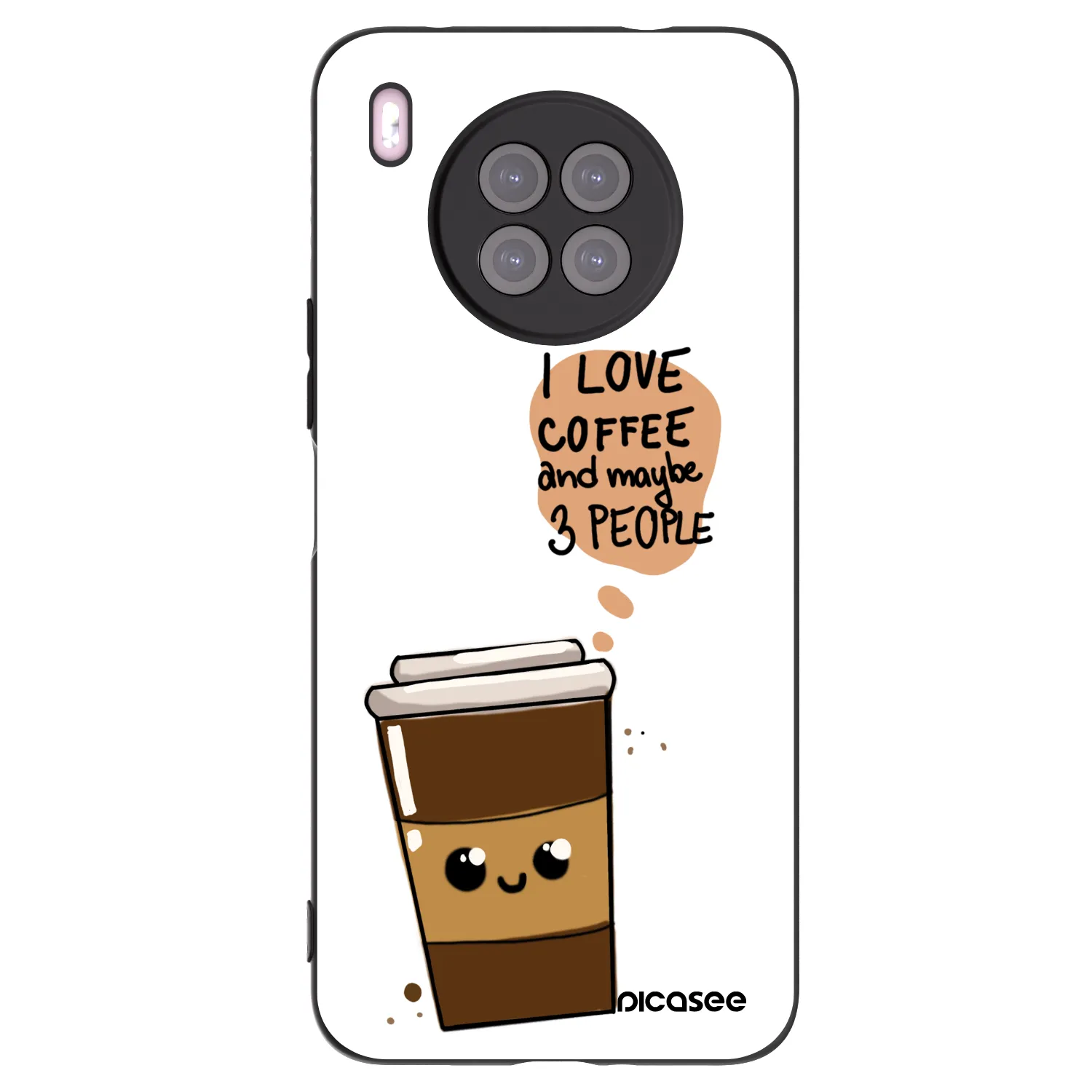 Picasee crna silikonska maskica za Huawei Nova 8i - Cute coffee