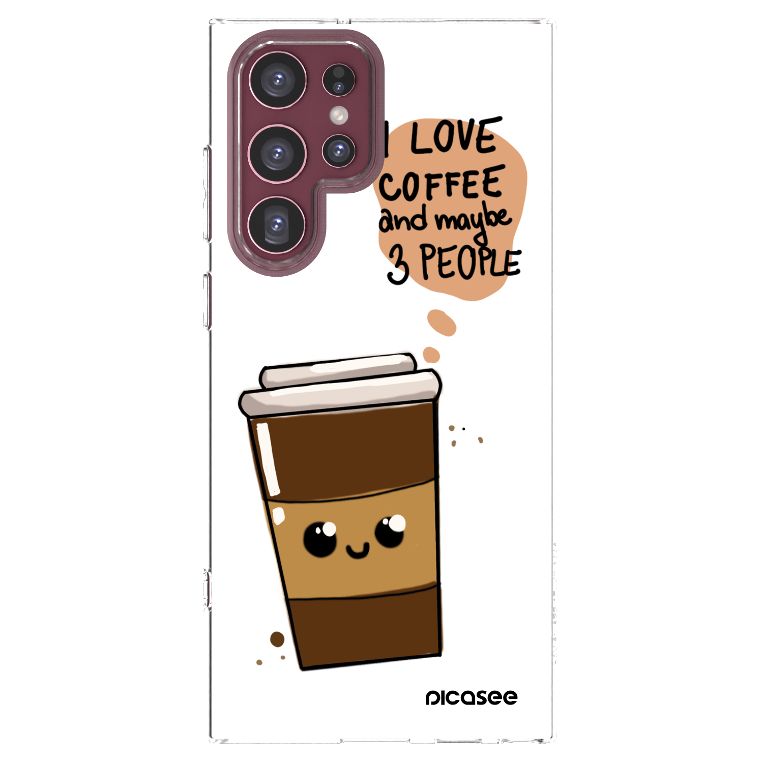 Picasee silikonska prozirna maskica za Samsung Galaxy S22 Ultra 5G - Cute coffee