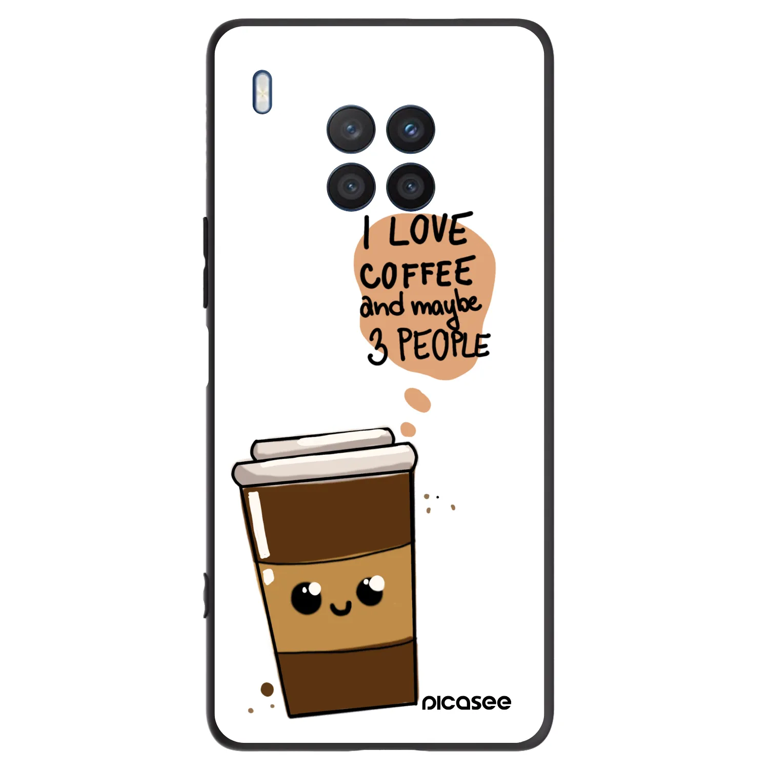 Picasee crna silikonska maskica za Honor 50 Lite - Cute coffee