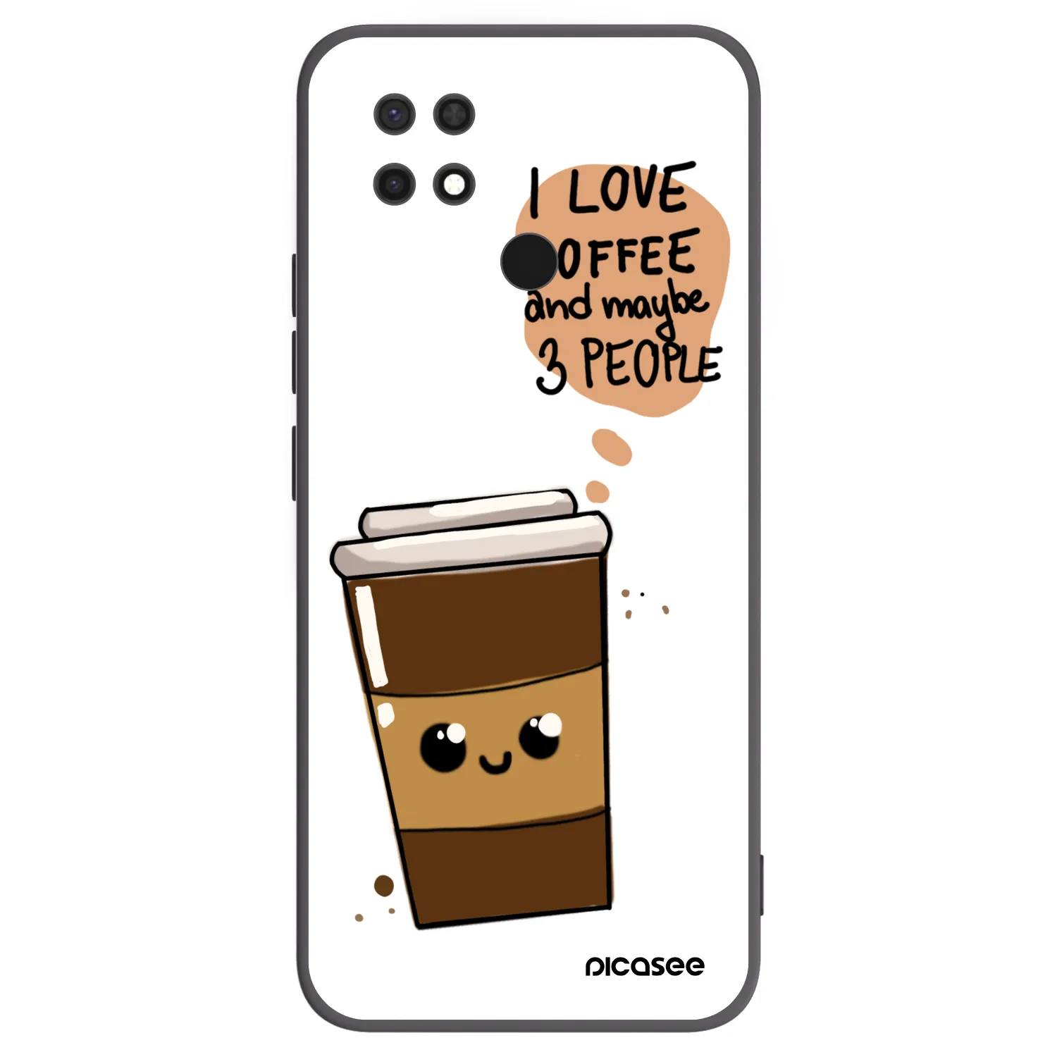 Picasee crna silikonska maskica za Xiaomi Redmi 10C - Cute coffee