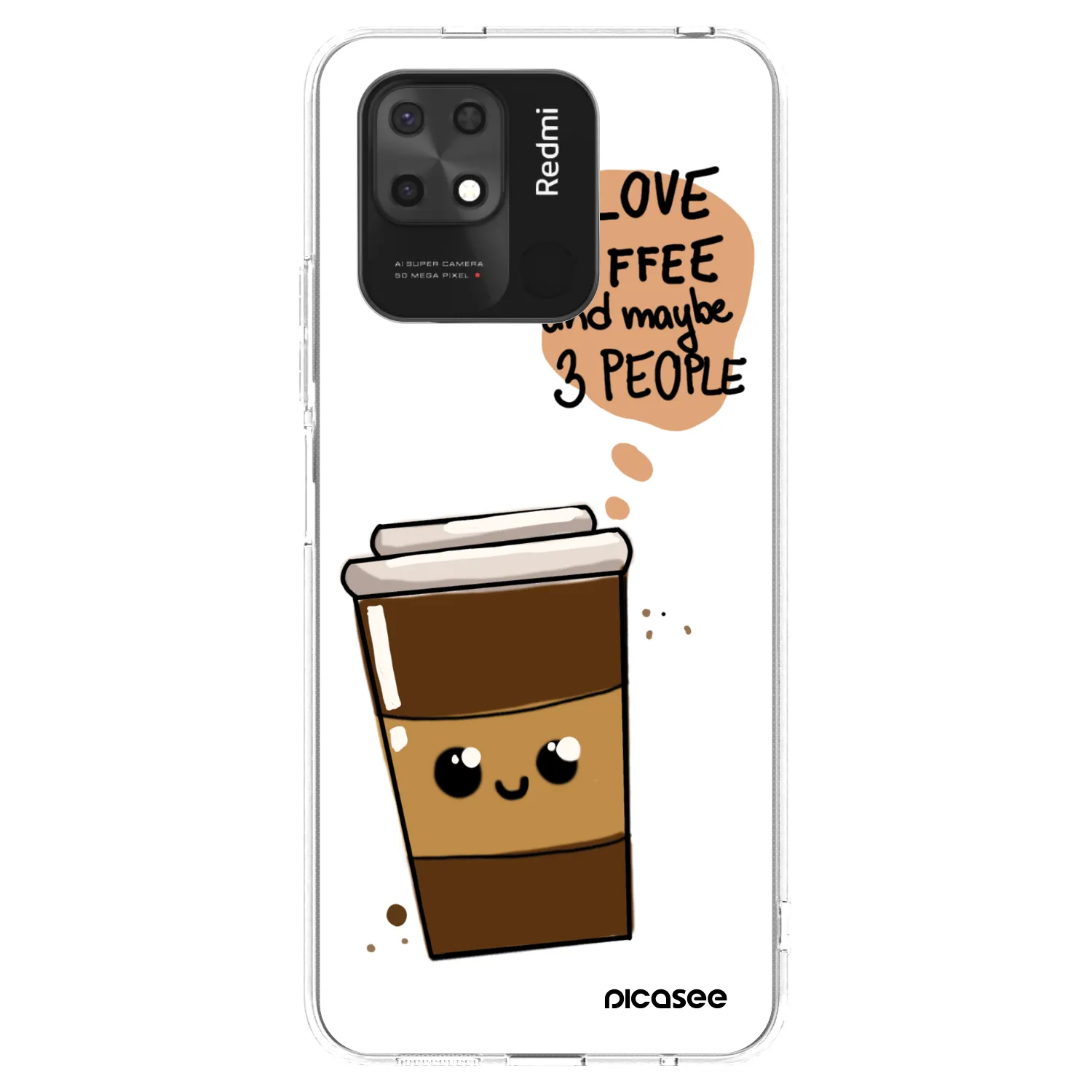 Picasee silikonska prozirna maskica za Xiaomi Redmi 10C - Cute coffee